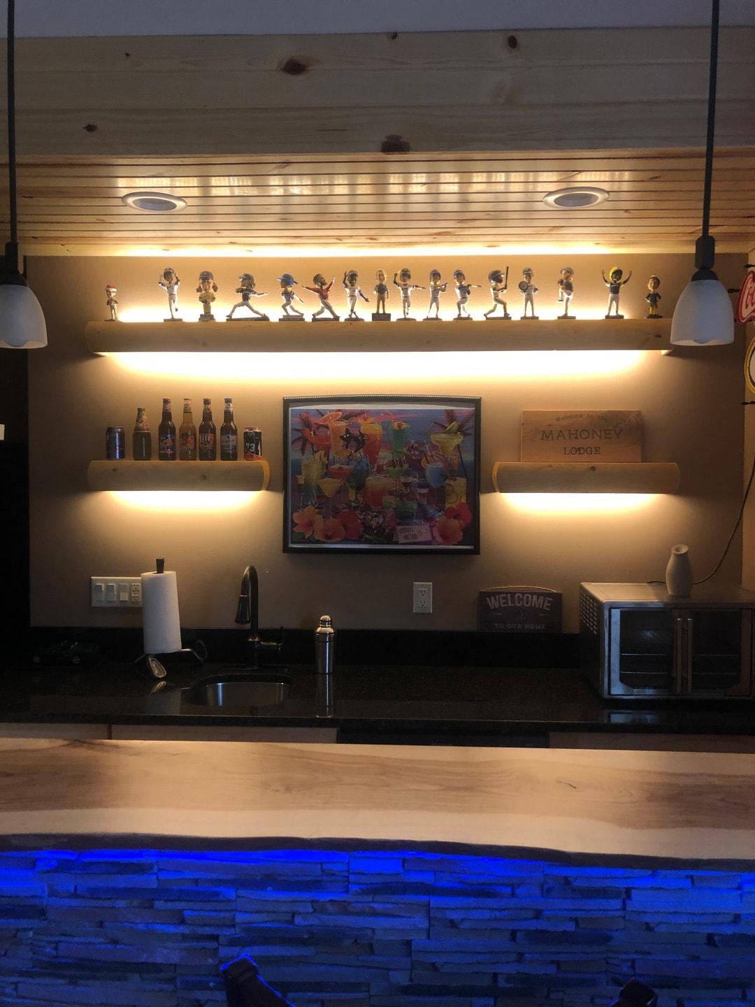 Restaurant interior with ambient lighting
